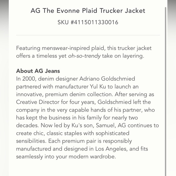 Anthropologie NWT AG The Evonne Plaid Trucker Jacket Size XS. - Picture 8 of 11